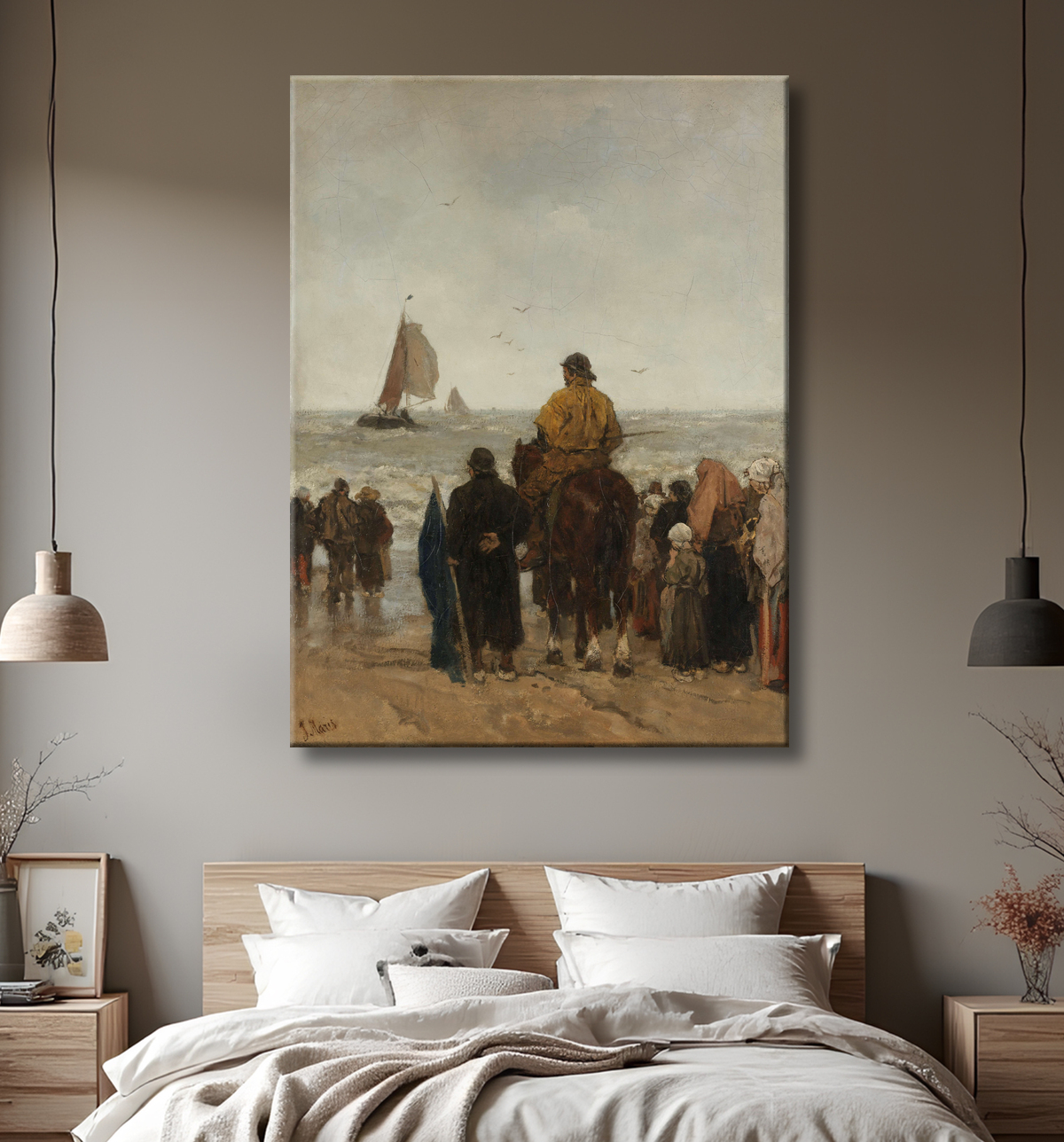 Reproduction Arrivée des bateaux de Jacob Maris avec decor