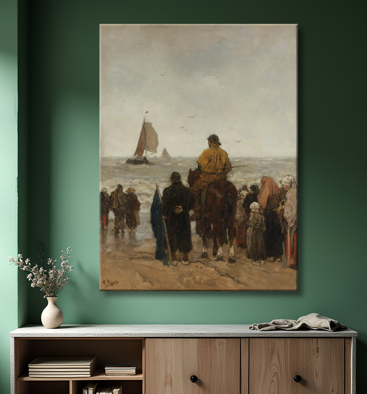 Reproduction Arrivée des bateaux de Jacob Maris avec decor