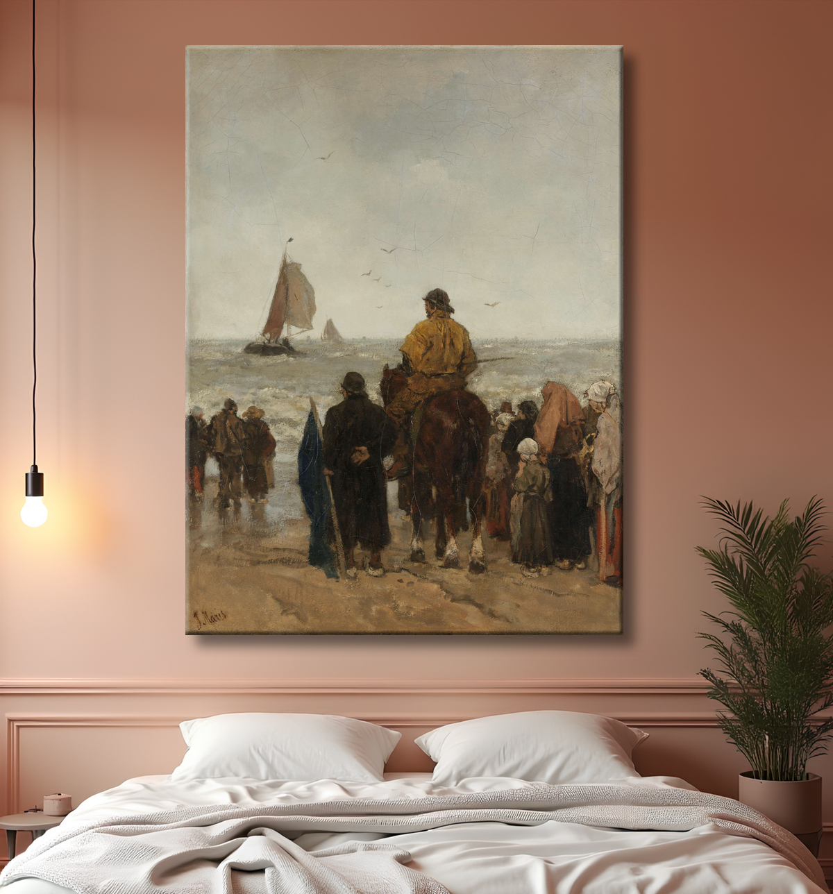 Reproduction Arrivée des bateaux de Jacob Maris avec decor