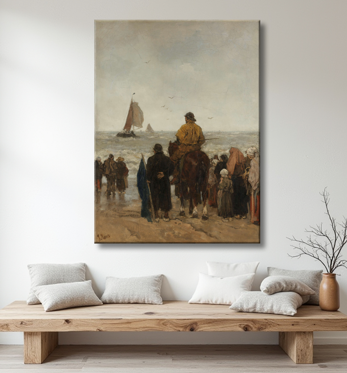 Reproduction Arrivée des bateaux de Jacob Maris avec decor
