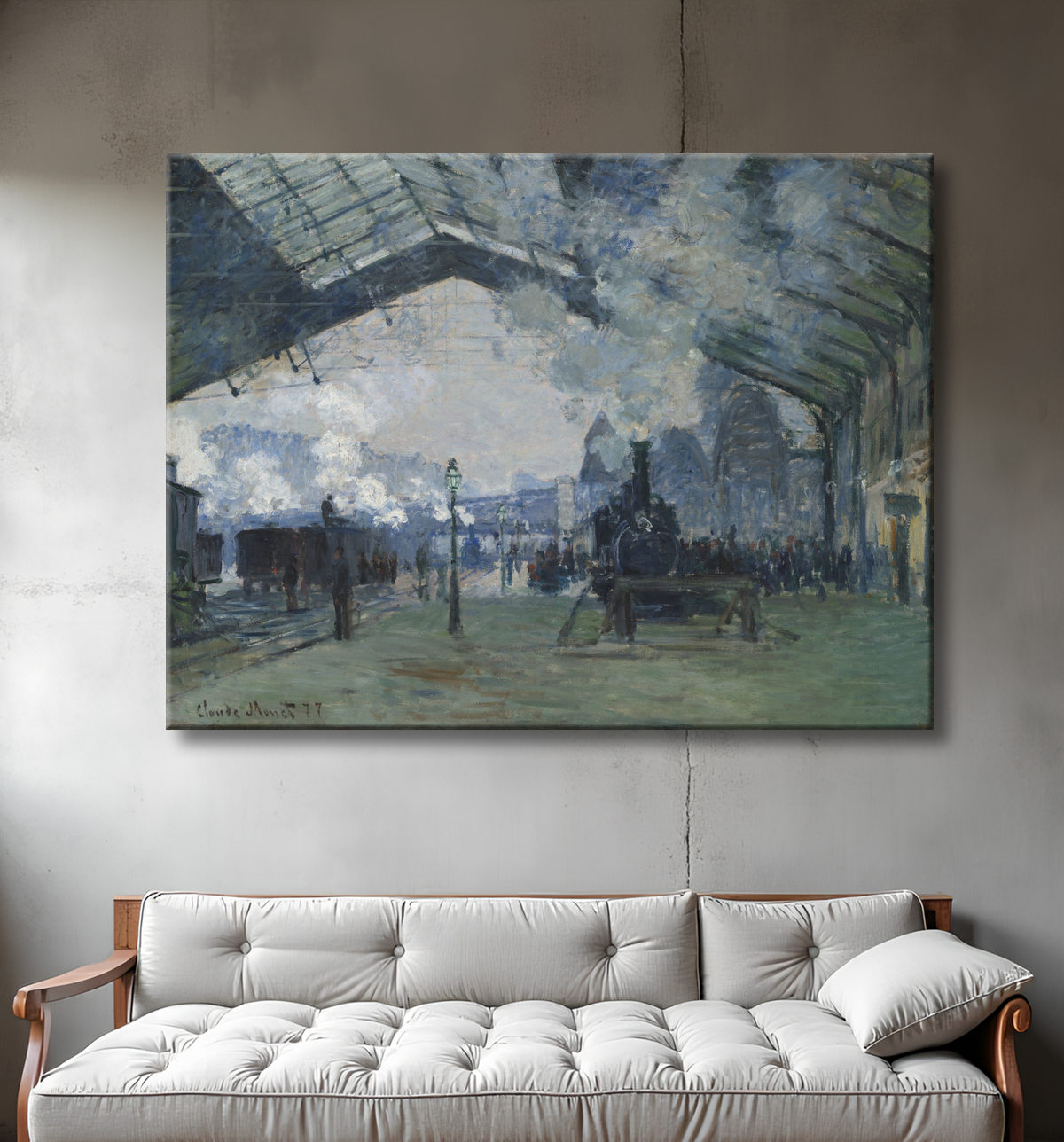 Reproduction Arrivée du Train de Normandie, Gare Saint-Lazare de Claude Monet avec decor