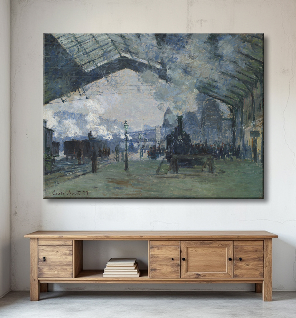 Reproduction Arrivée du Train de Normandie, Gare Saint-Lazare de Claude Monet avec decor
