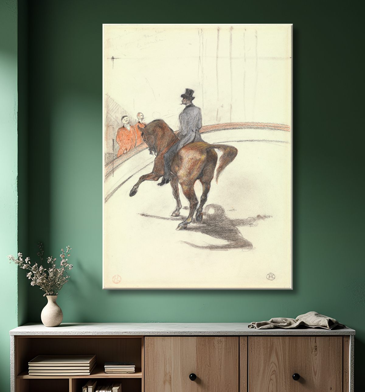 Reproduction At the Circus: The Spanish Walk (Au Cirque: Le Pas espagnol) de Henri de Toulouse-Lautrec avec decor