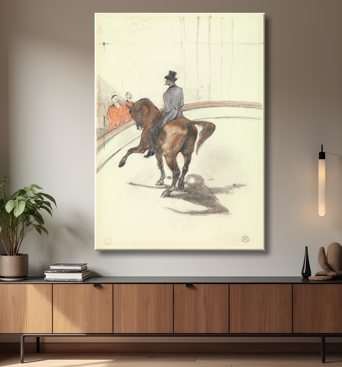 Reproduction At the Circus: The Spanish Walk (Au Cirque: Le Pas espagnol) de Henri de Toulouse-Lautrec avec decor