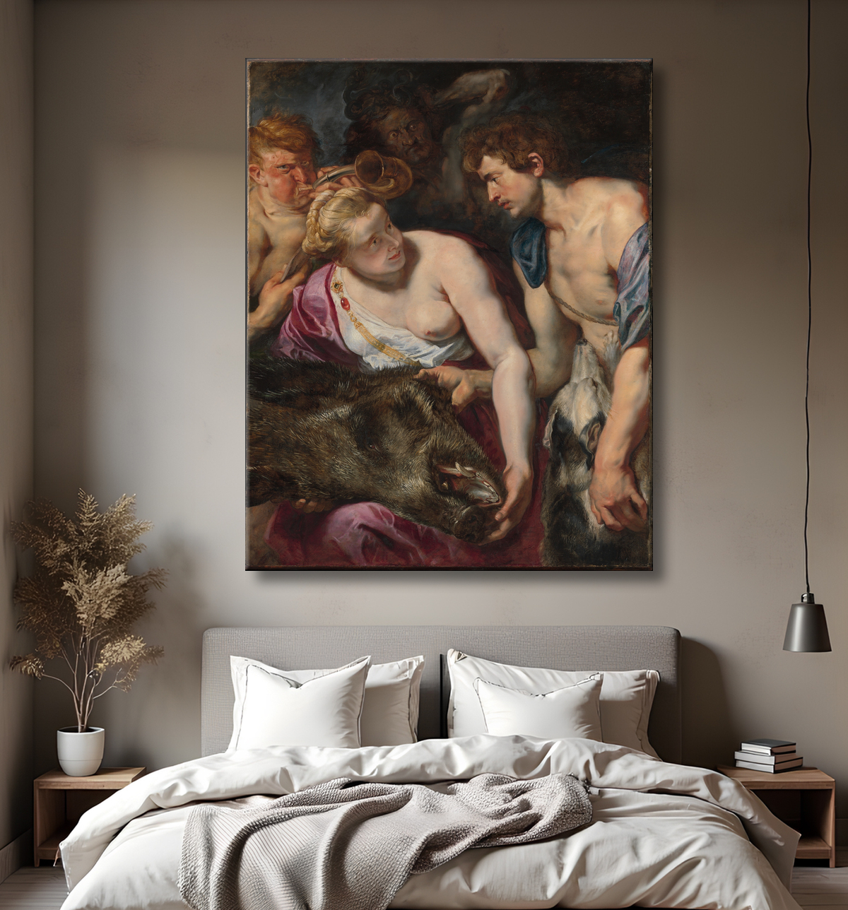 Reproduction Atalante et Méléagre de Peter Paul Rubens avec decor