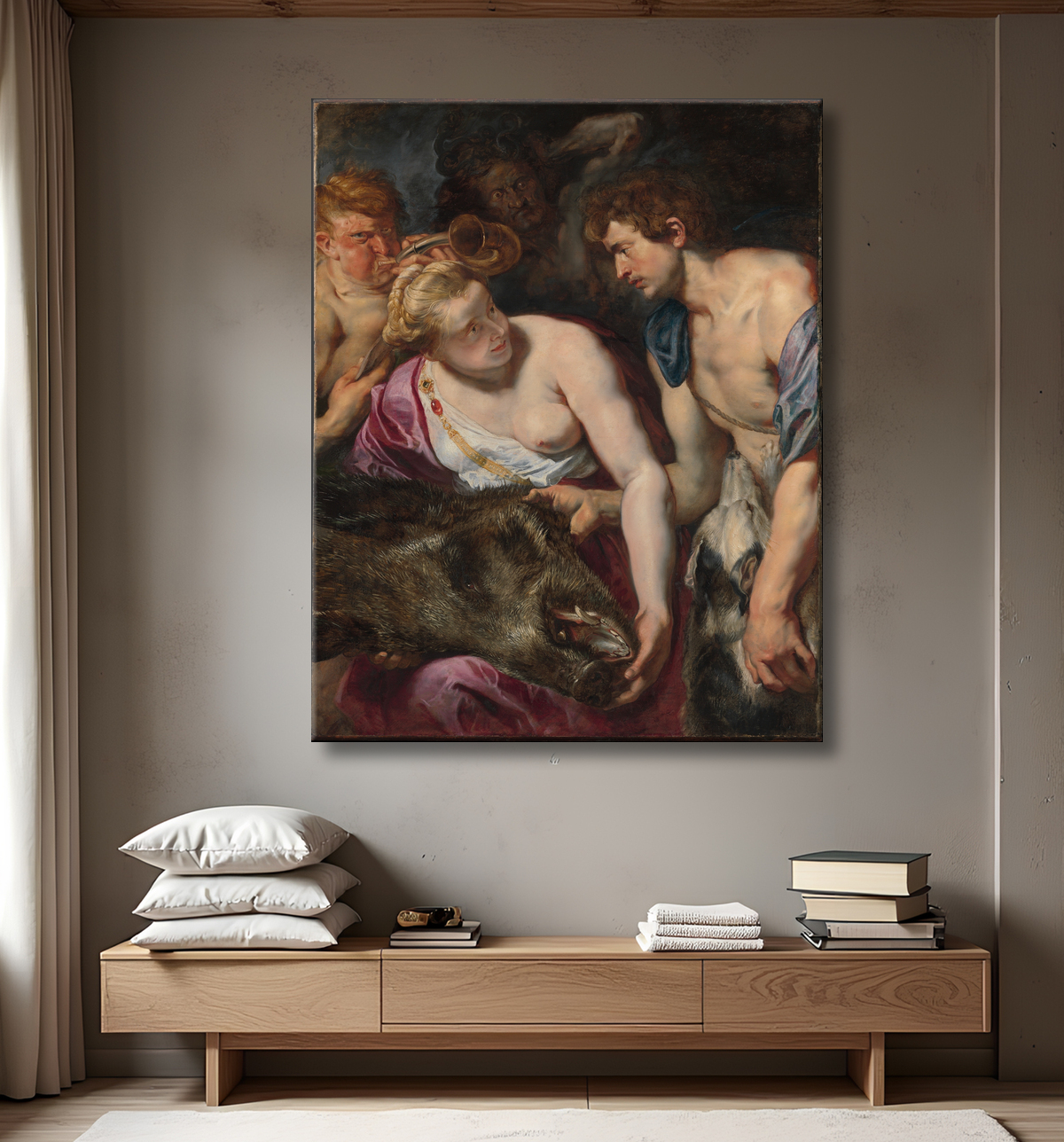 Reproduction Atalante et Méléagre de Peter Paul Rubens avec decor