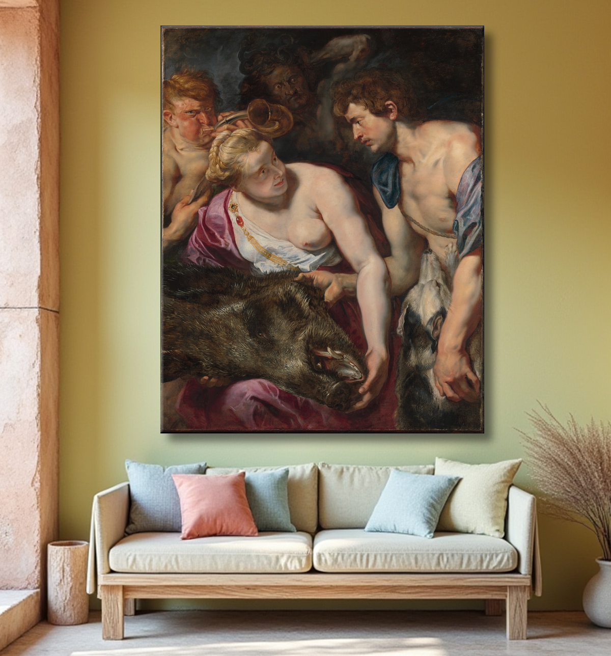 Reproduction Atalante et Méléagre de Peter Paul Rubens avec decor