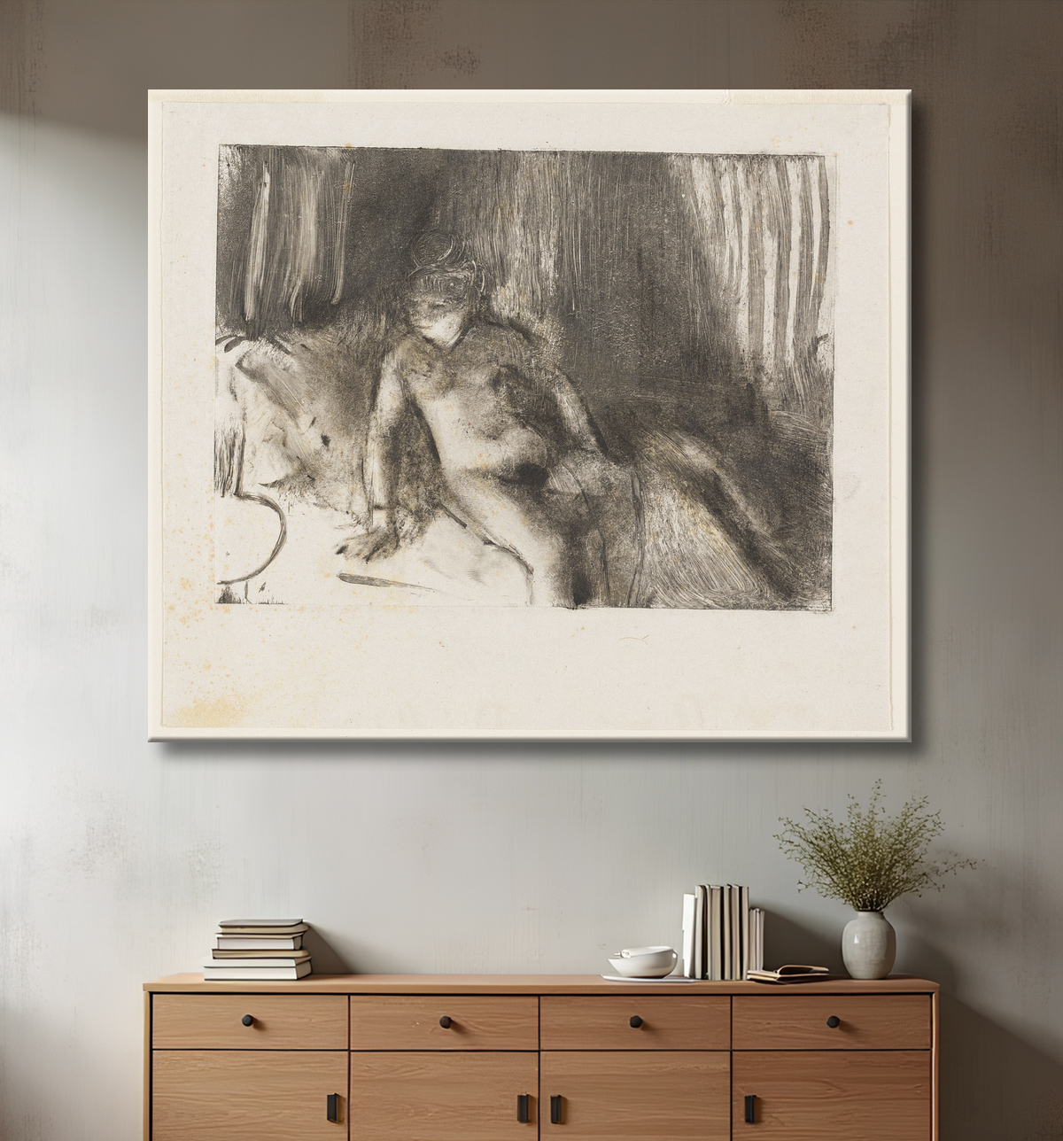 Reproduction Attendre de Hilaire Germain Edgar Degas avec decor