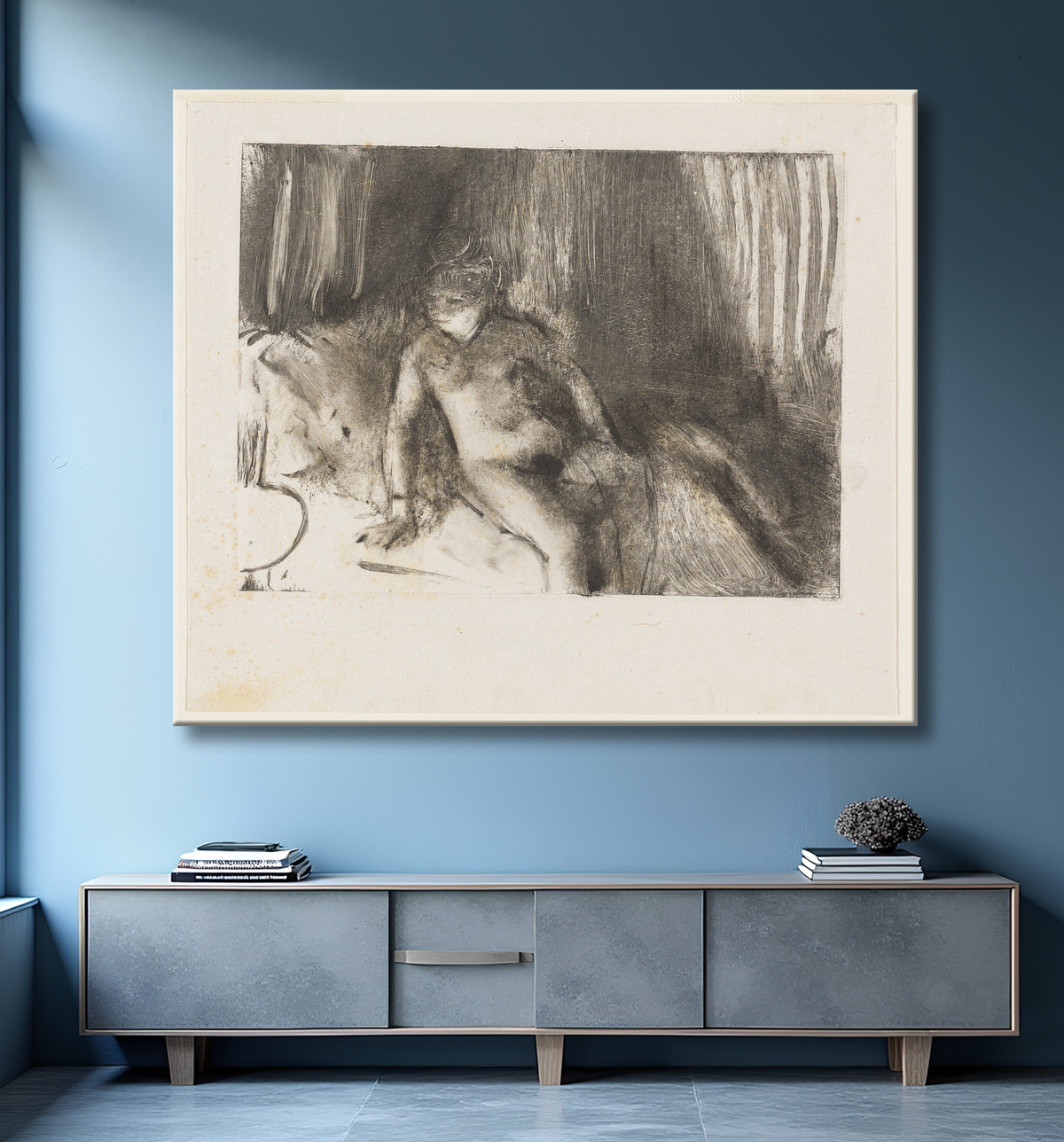 Reproduction Attendre de Hilaire Germain Edgar Degas avec decor