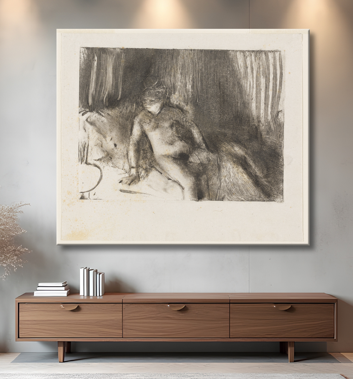 Reproduction Attendre de Hilaire Germain Edgar Degas avec decor