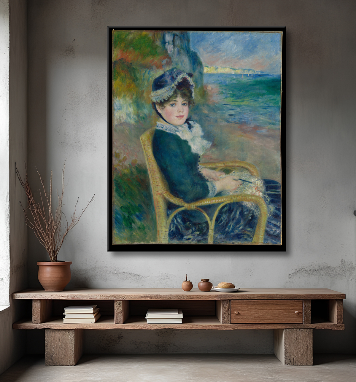 Reproduction Au bord de la mer de Auguste Renoir avec decor