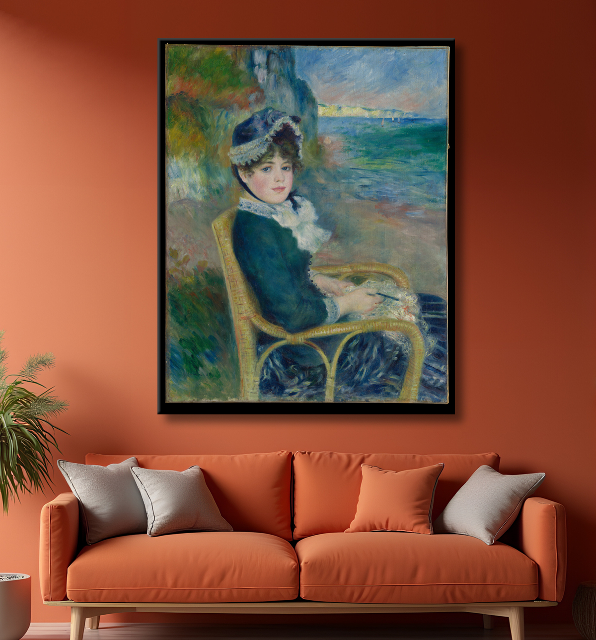 Reproduction Au bord de la mer de Auguste Renoir avec decor
