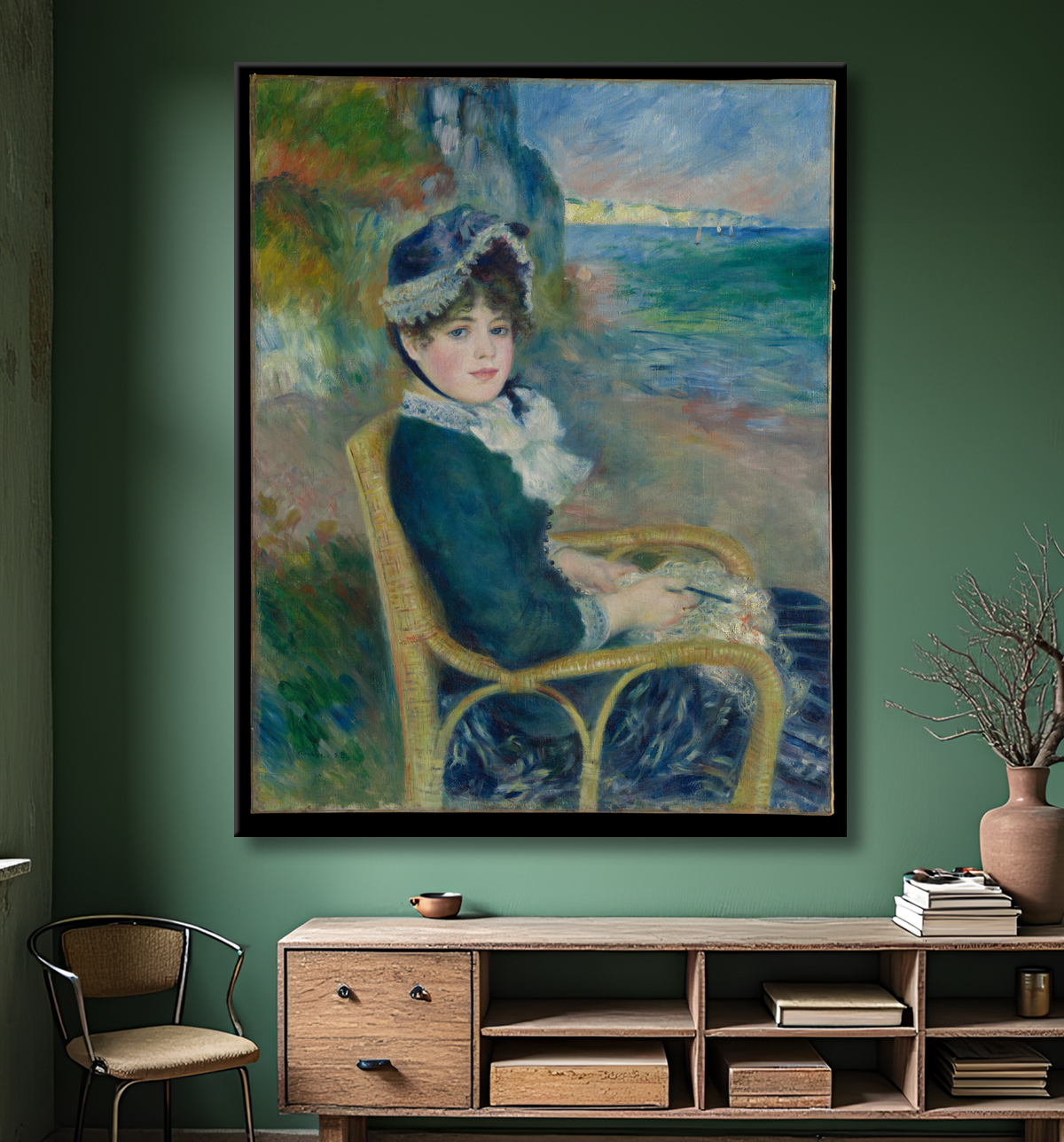 Reproduction Au bord de la mer de Auguste Renoir avec decor