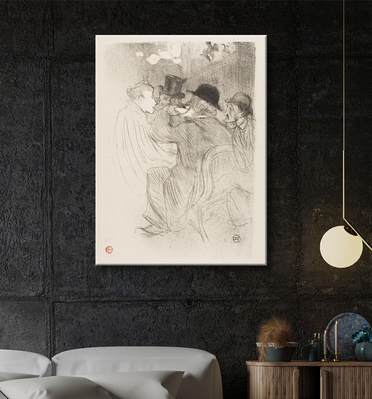 Reproduction Au Moulin Rouge : Un Rude ! Un vrai grossier ! de Henri de Toulouse-Lautrec avec decor