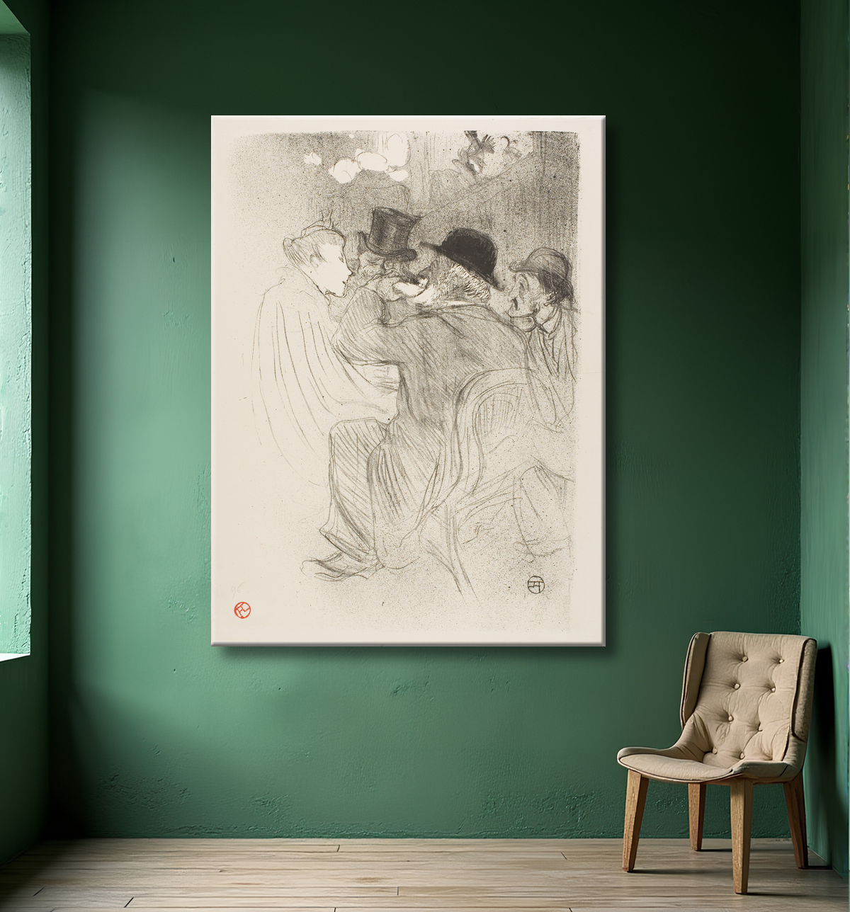 Reproduction Au Moulin Rouge : Un Rude ! Un vrai grossier ! de Henri de Toulouse-Lautrec avec decor