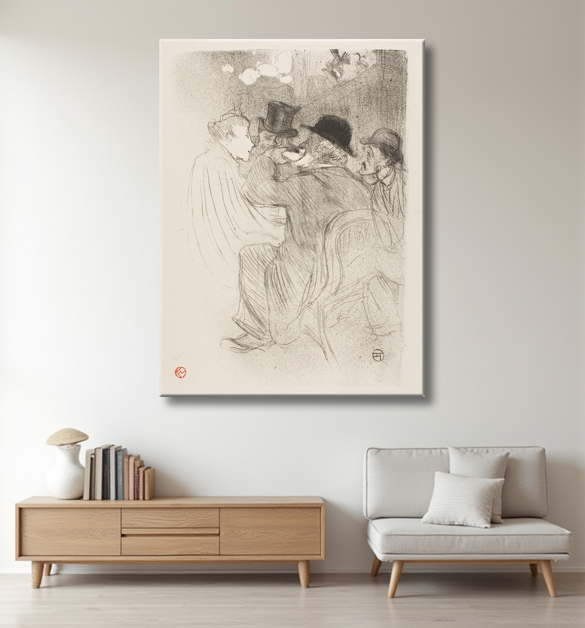 Reproduction Au Moulin Rouge : Un Rude ! Un vrai grossier ! de Henri de Toulouse-Lautrec avec decor