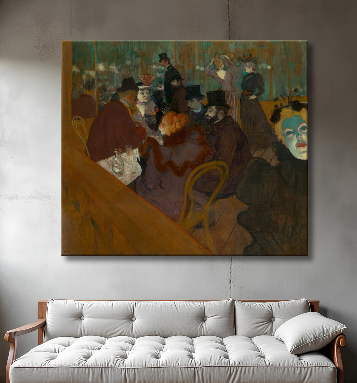 Reproduction Au Moulin Rouge de Henri de Toulouse-Lautrec avec decor