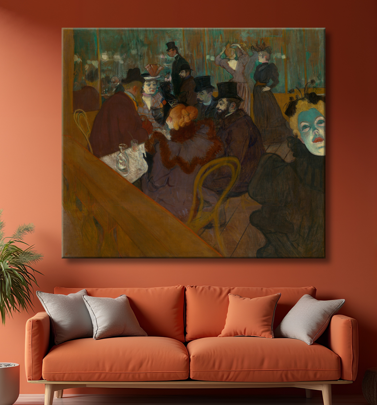 Reproduction Au Moulin Rouge de Henri de Toulouse-Lautrec avec decor