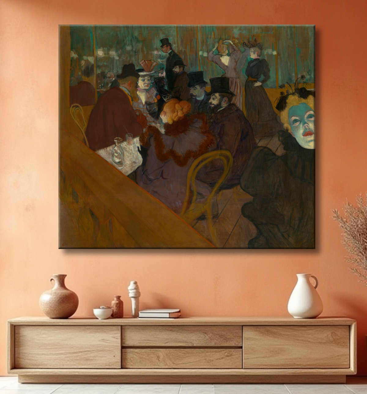 Reproduction Au Moulin Rouge de Henri de Toulouse-Lautrec avec decor