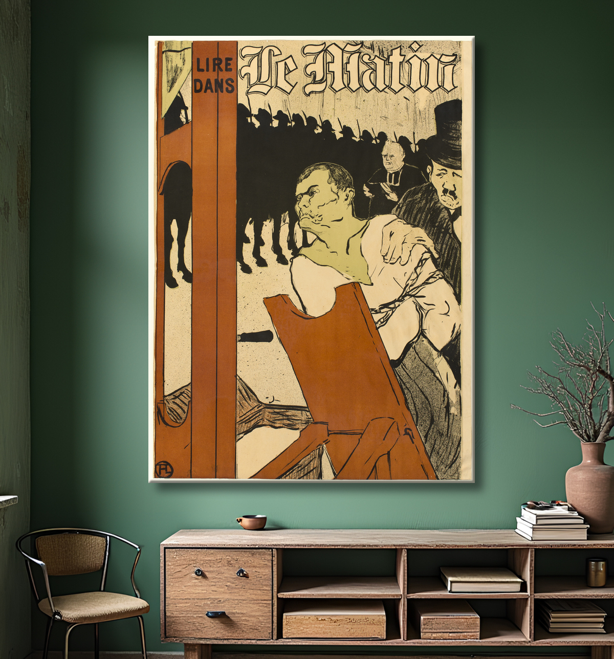 Reproduction Au Pied de l'Echafaud de Henri de Toulouse-Lautrec avec decor