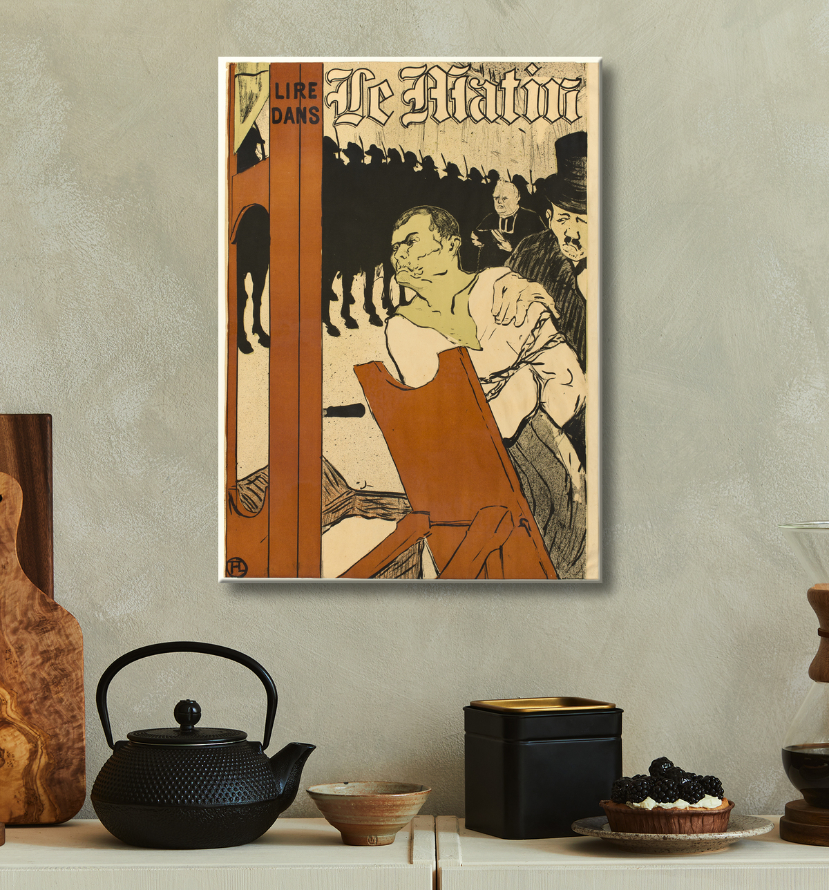 Reproduction Au Pied de l'Echafaud de Henri de Toulouse-Lautrec avec decor