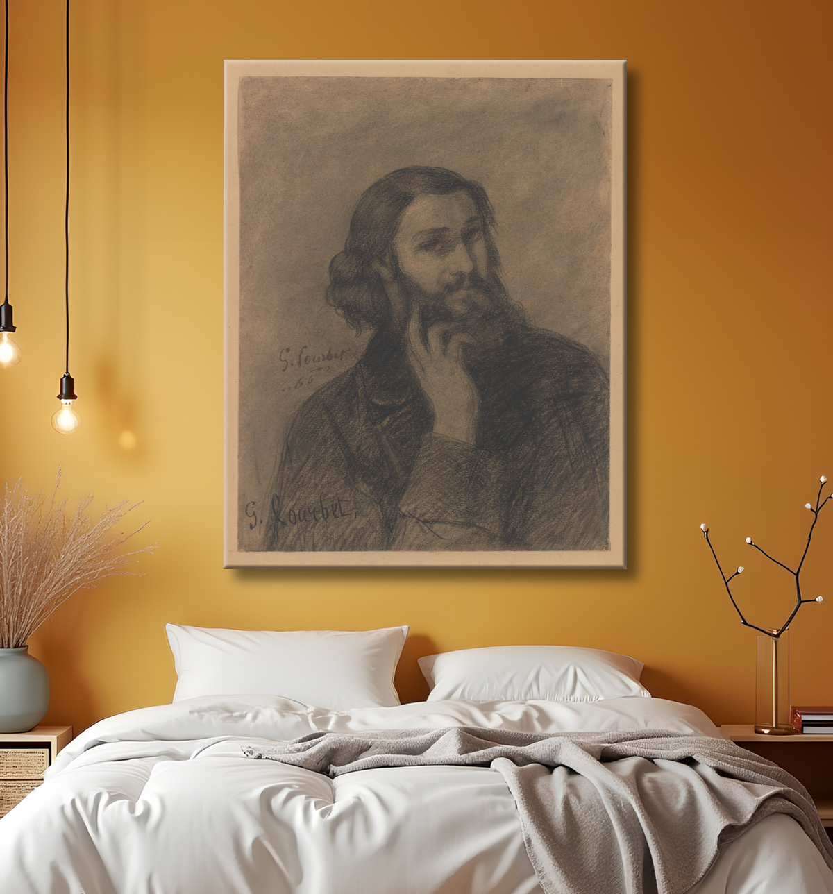 Reproduction Autoportrait de Gustave Courbet avec decor