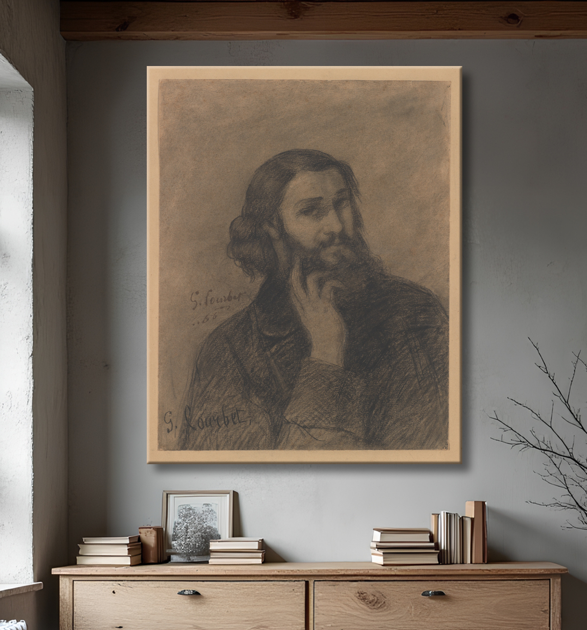 Reproduction Autoportrait de Gustave Courbet avec decor