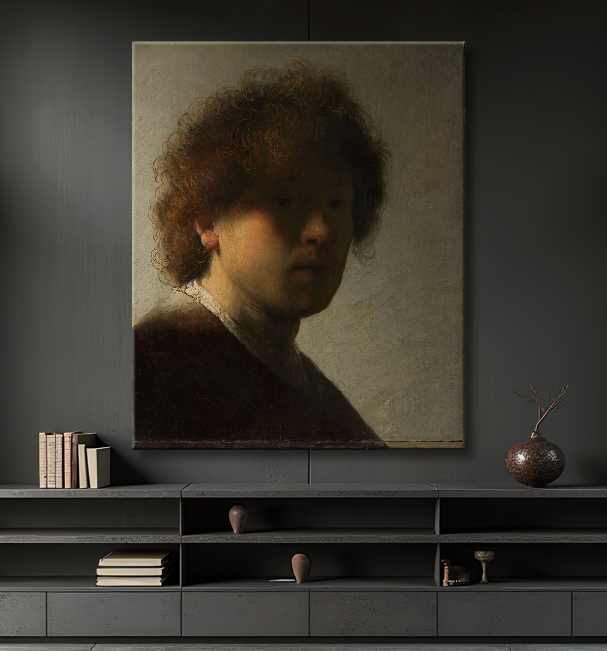 Reproduction Autoportrait de Rembrandt van Rijn avec decor
