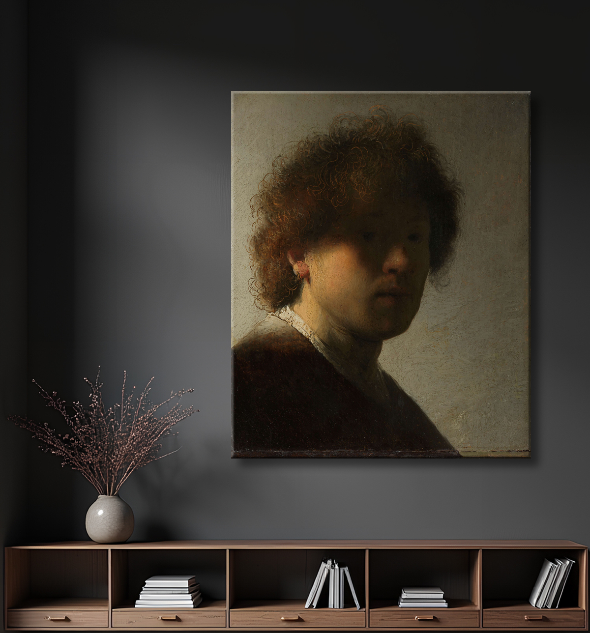 Reproduction Autoportrait de Rembrandt van Rijn avec decor