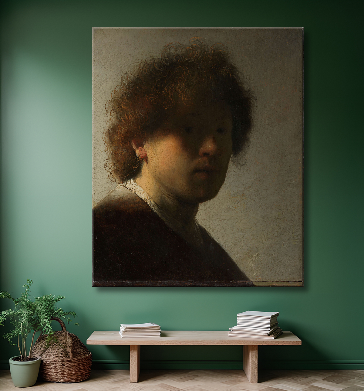 Reproduction Autoportrait de Rembrandt van Rijn avec decor