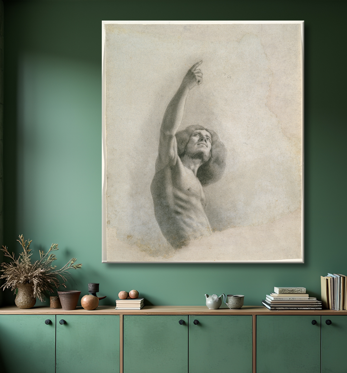 Reproduction Autoportrait au bras levé de Gustave Courbet avec decor