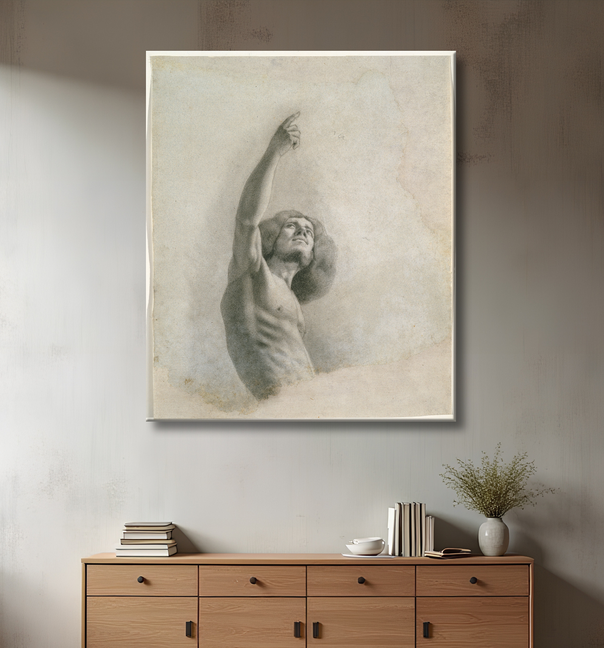 Reproduction Autoportrait au bras levé de Gustave Courbet avec decor