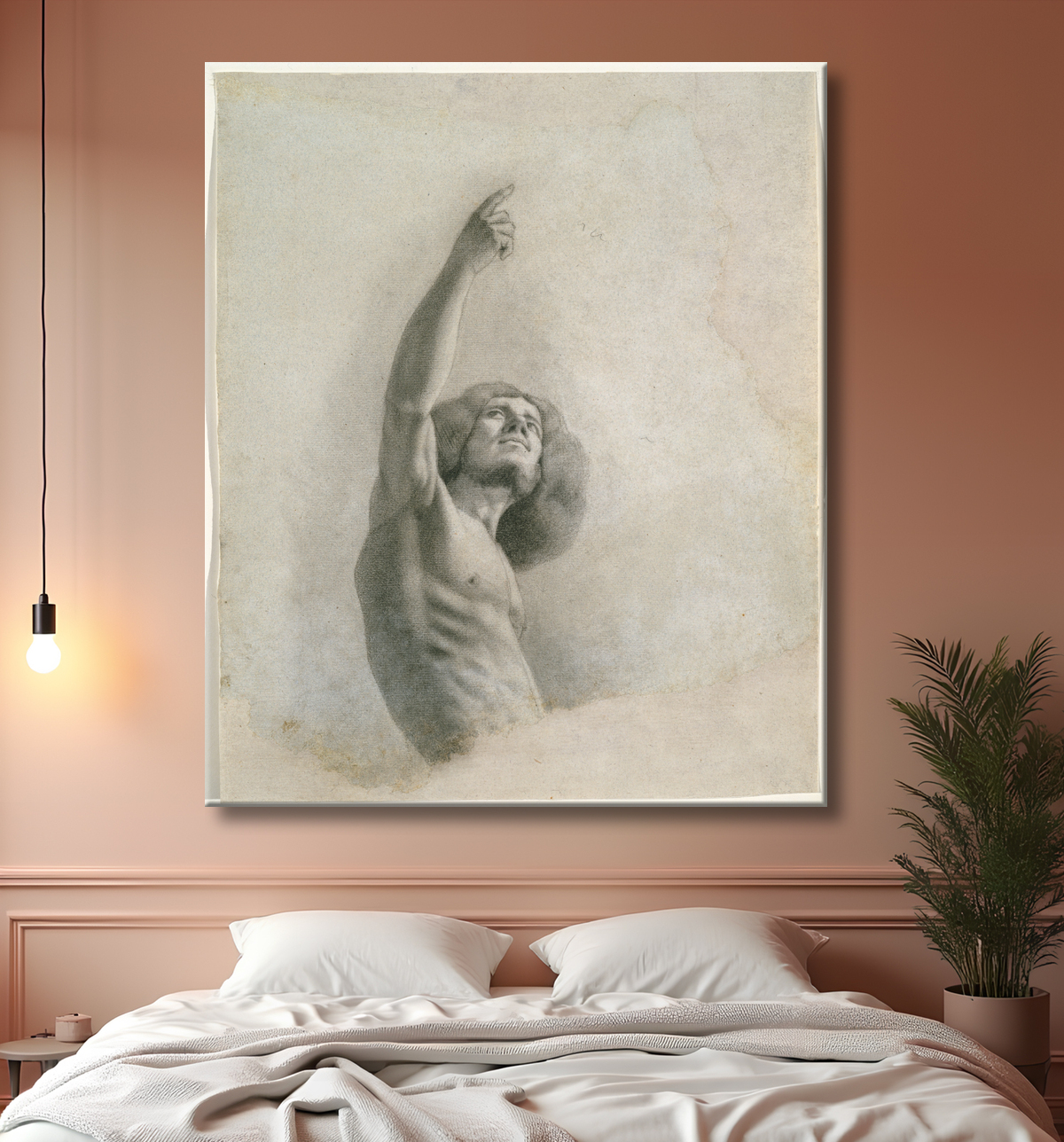 Reproduction Autoportrait au bras levé de Gustave Courbet avec decor