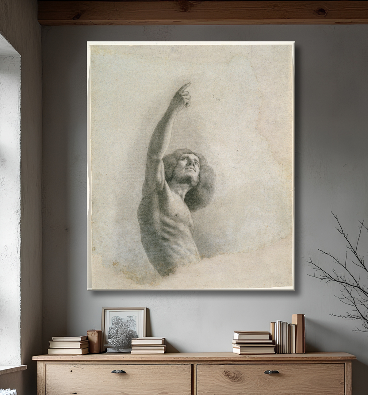 Reproduction Autoportrait au bras levé de Gustave Courbet avec decor