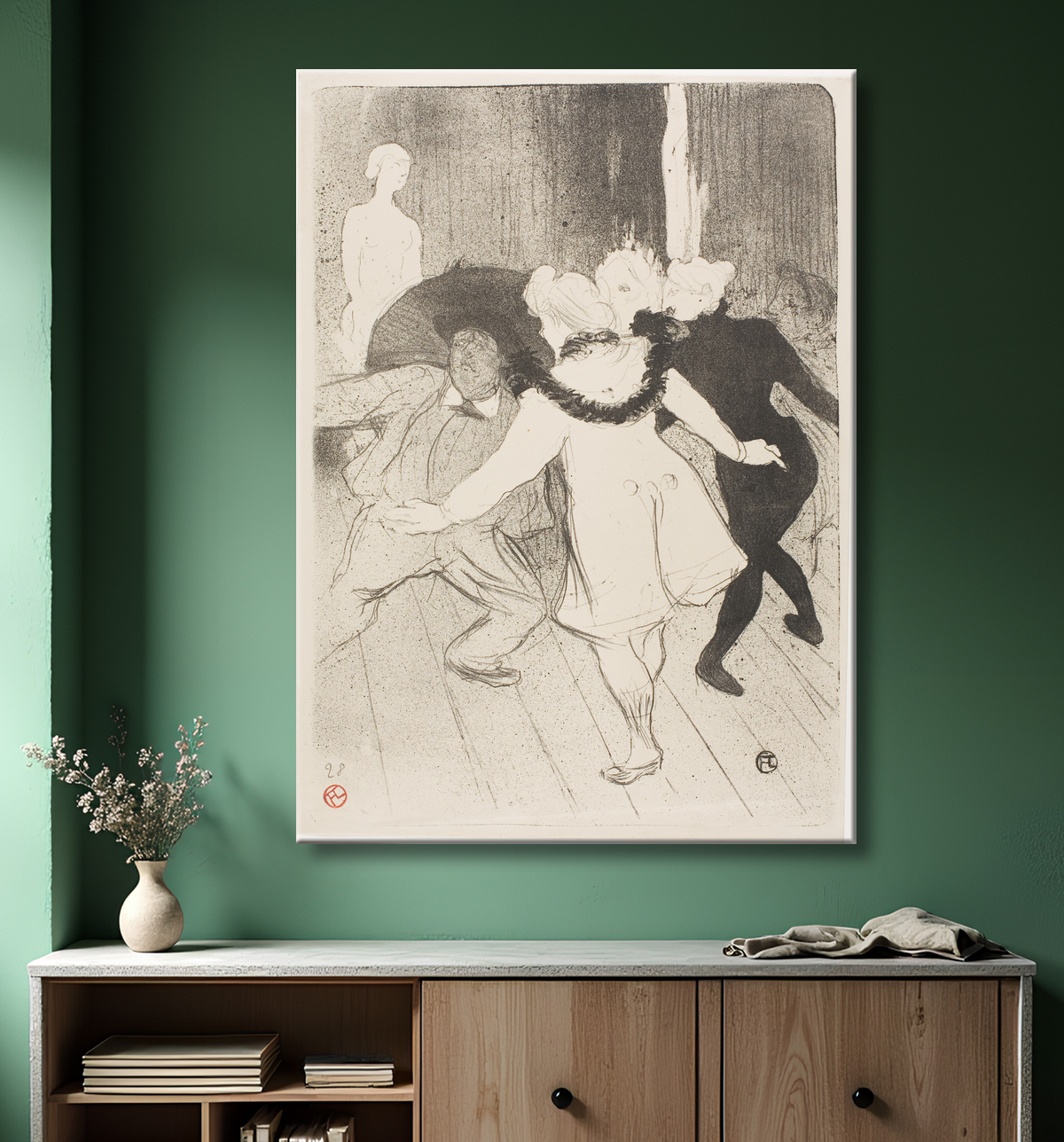 Reproduction Aux Folies-Bergère : La modestie de Monsieur Prudhomme de Henri de Toulouse-Lautrec avec decor