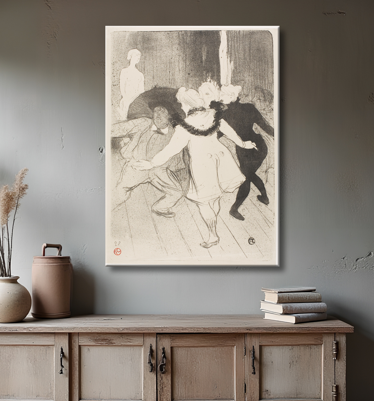 Reproduction Aux Folies-Bergère : La modestie de Monsieur Prudhomme de Henri de Toulouse-Lautrec avec decor