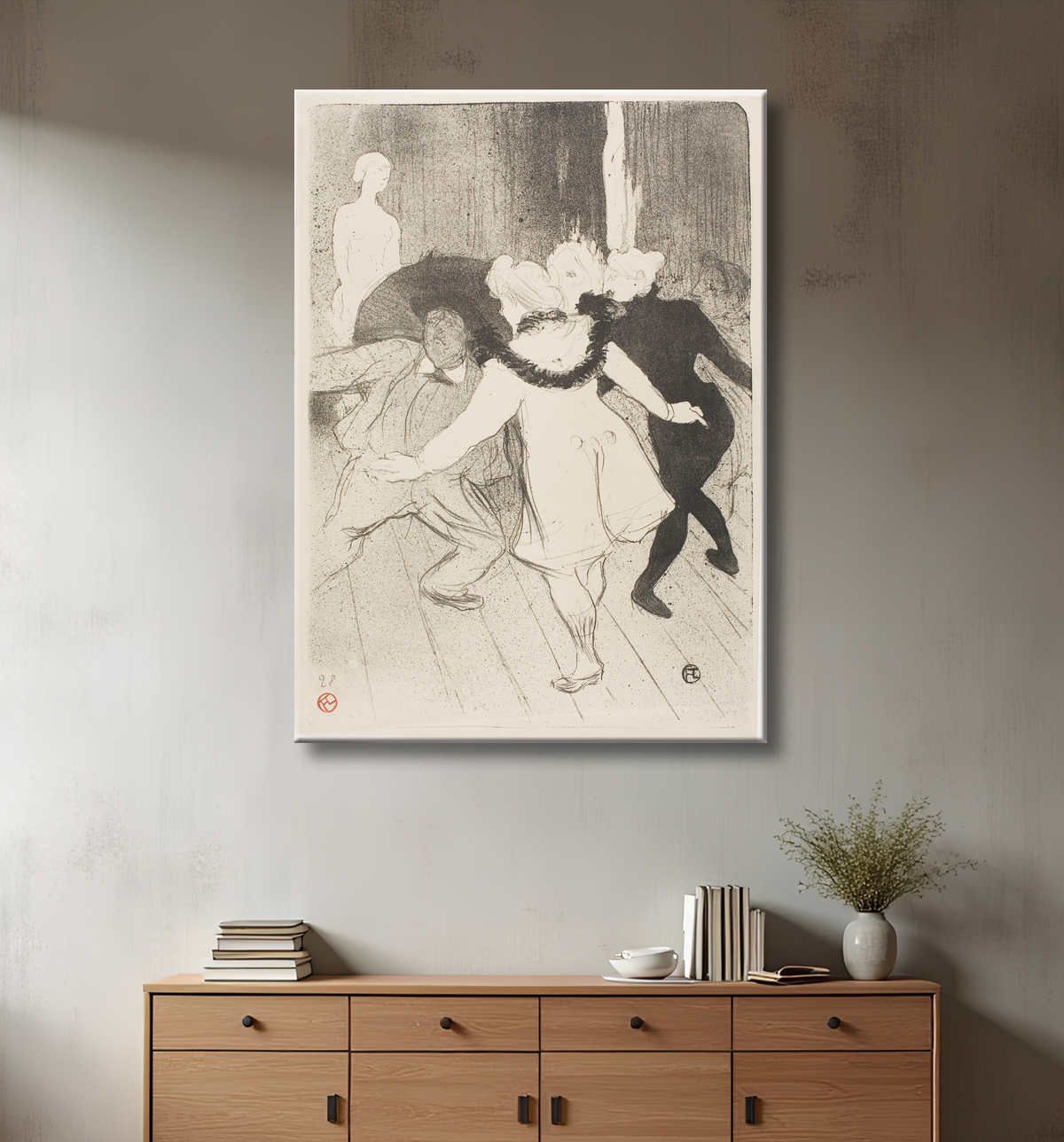 Reproduction Aux Folies-Bergère : La modestie de Monsieur Prudhomme de Henri de Toulouse-Lautrec avec decor