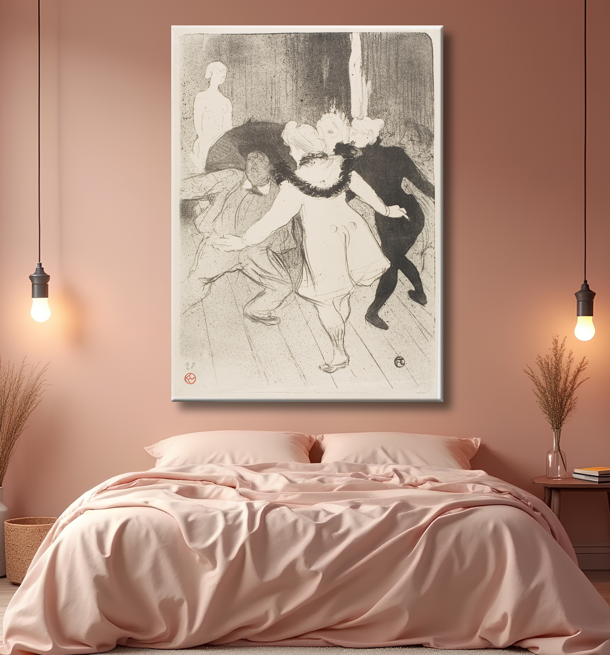 Reproduction Aux Folies-Bergère : La modestie de Monsieur Prudhomme de Henri de Toulouse-Lautrec avec decor