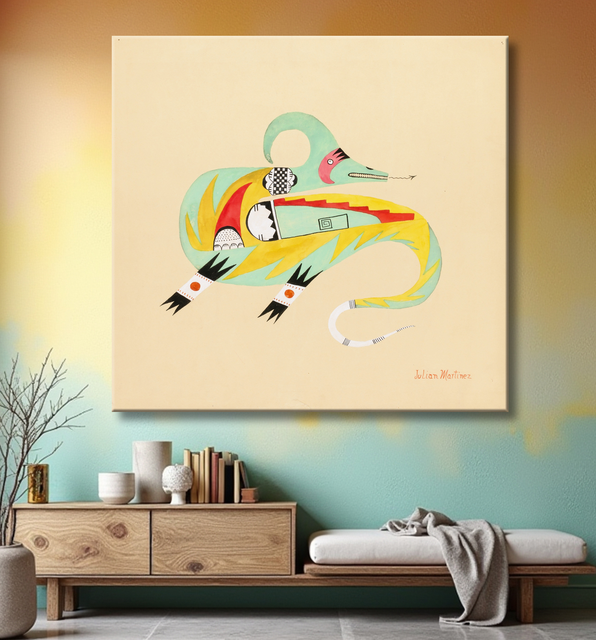 Reproduction Avanyu de Julian Martinez, born San Ildefonso Pueblo, NM 1879-died San Ildefonso Pueblo, NM 1943 avec decor