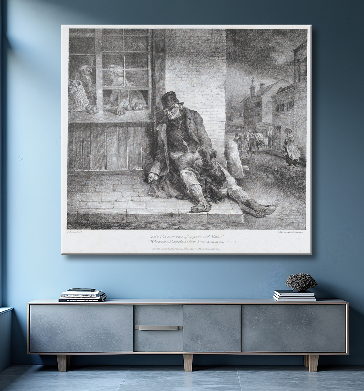 Reproduction Ayez pitié des chagrins d'un pauvre vieil homme de Théodore Gericault avec decor