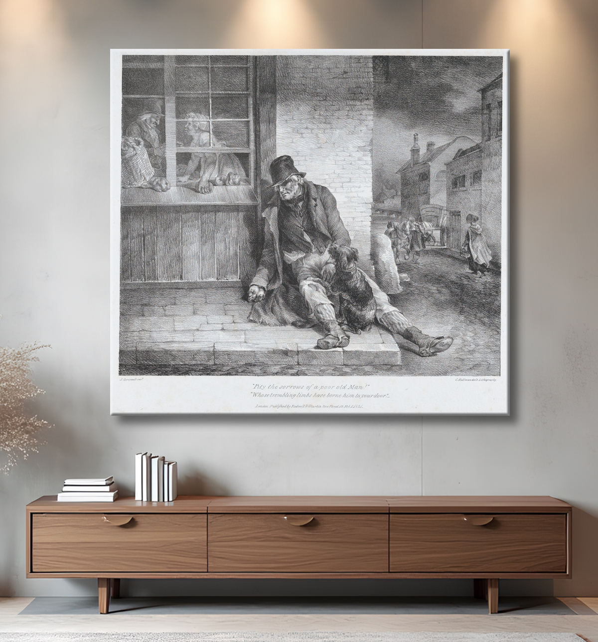 Reproduction Ayez pitié des chagrins d'un pauvre vieil homme de Théodore Gericault avec decor