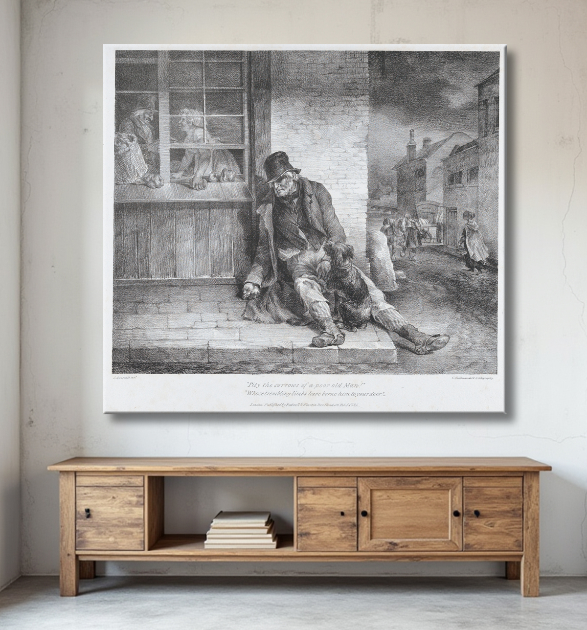 Reproduction Ayez pitié des chagrins d'un pauvre vieil homme de Théodore Gericault avec decor