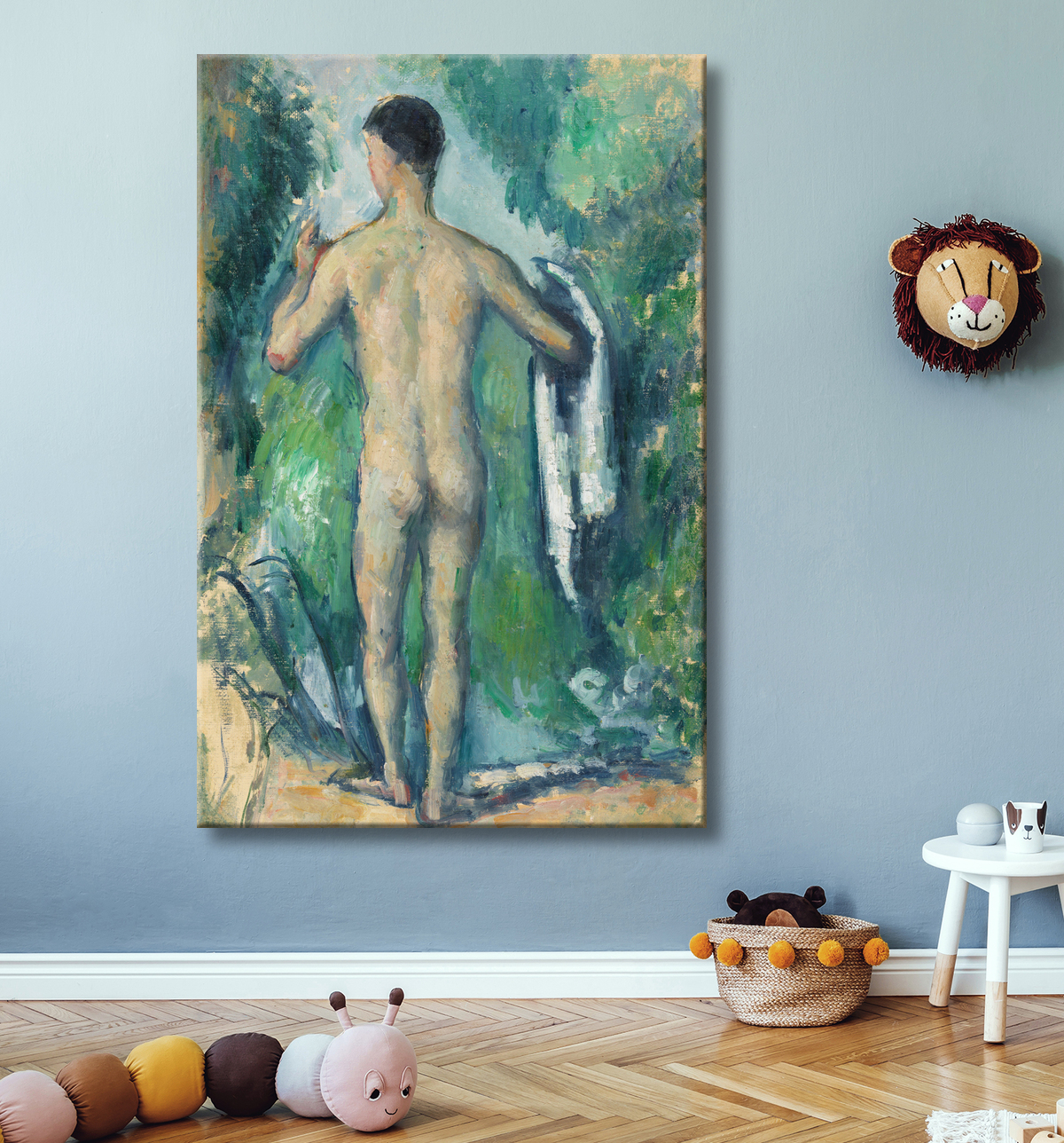 Toile fine art premium en France imprimée ou affiche encadrée. Baigneur debout, vue de dos...