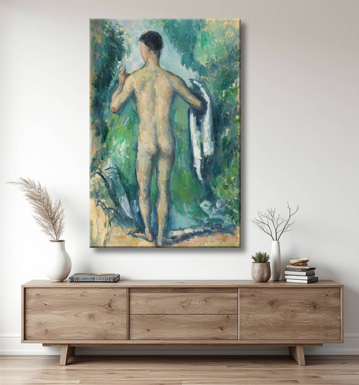 Reproduction Baigneur debout, vue de dos de Paul Cézanne avec decor