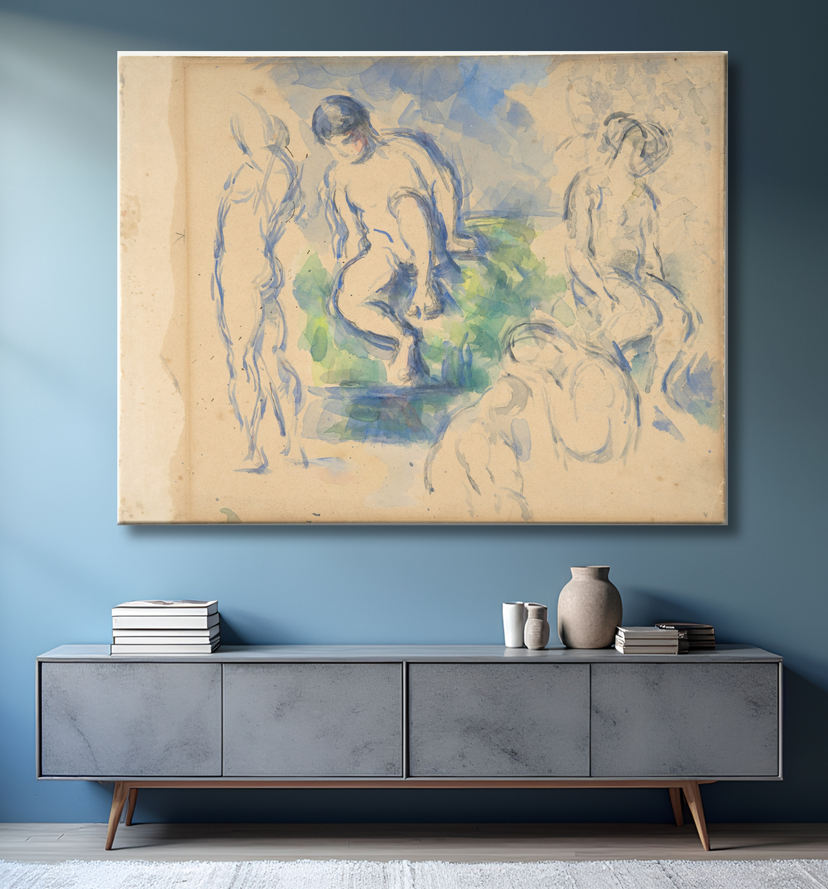 Reproduction Baigneurs (recto) ; Nature morte (verso) de Paul Cézanne avec decor
