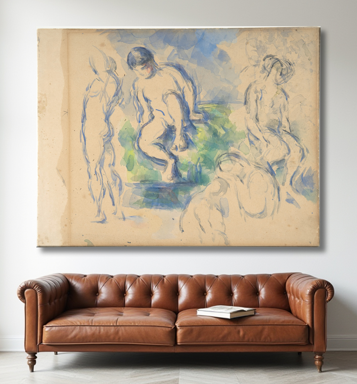 Reproduction Baigneurs (recto) ; Nature morte (verso) de Paul Cézanne avec decor