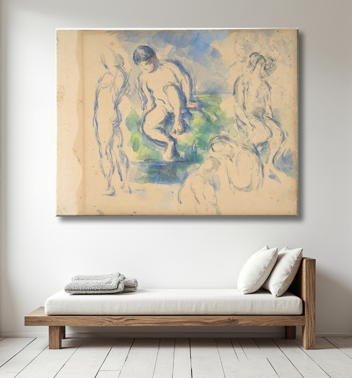 Reproduction Baigneurs (recto) ; Nature morte (verso) de Paul Cézanne avec decor