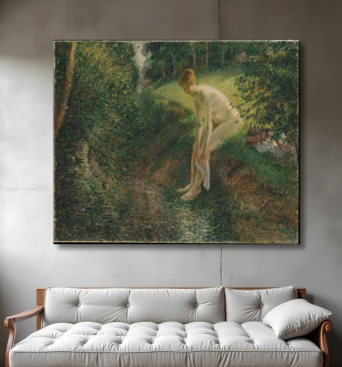 Reproduction Baigneuse dans les bois de Camille Pissarro avec decor