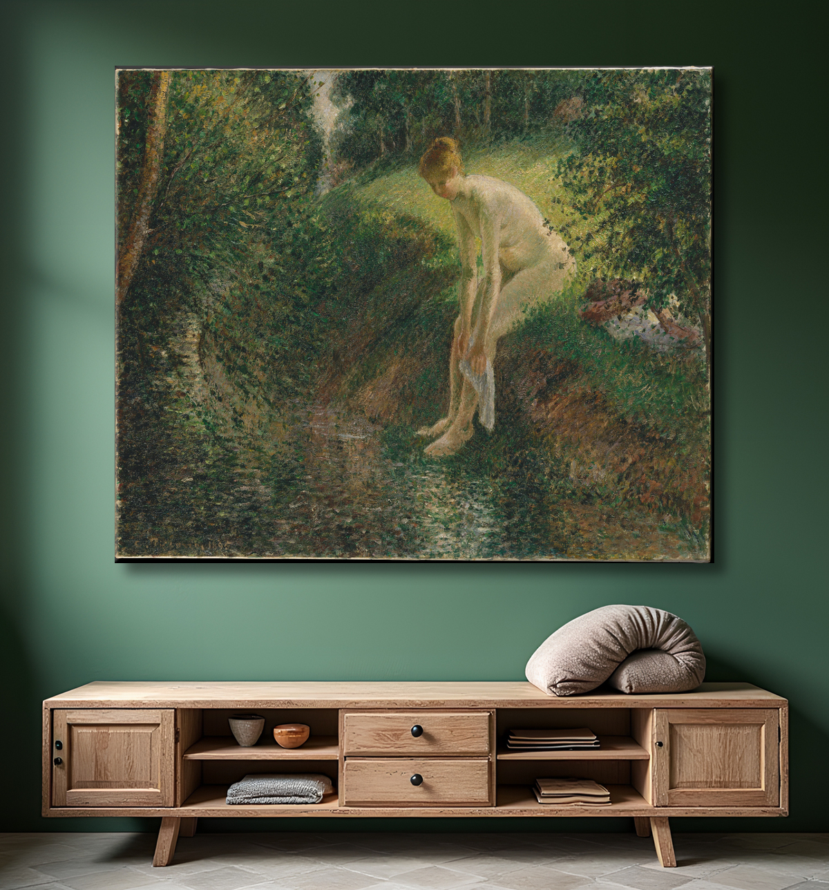 Reproduction Baigneuse dans les bois de Camille Pissarro avec decor