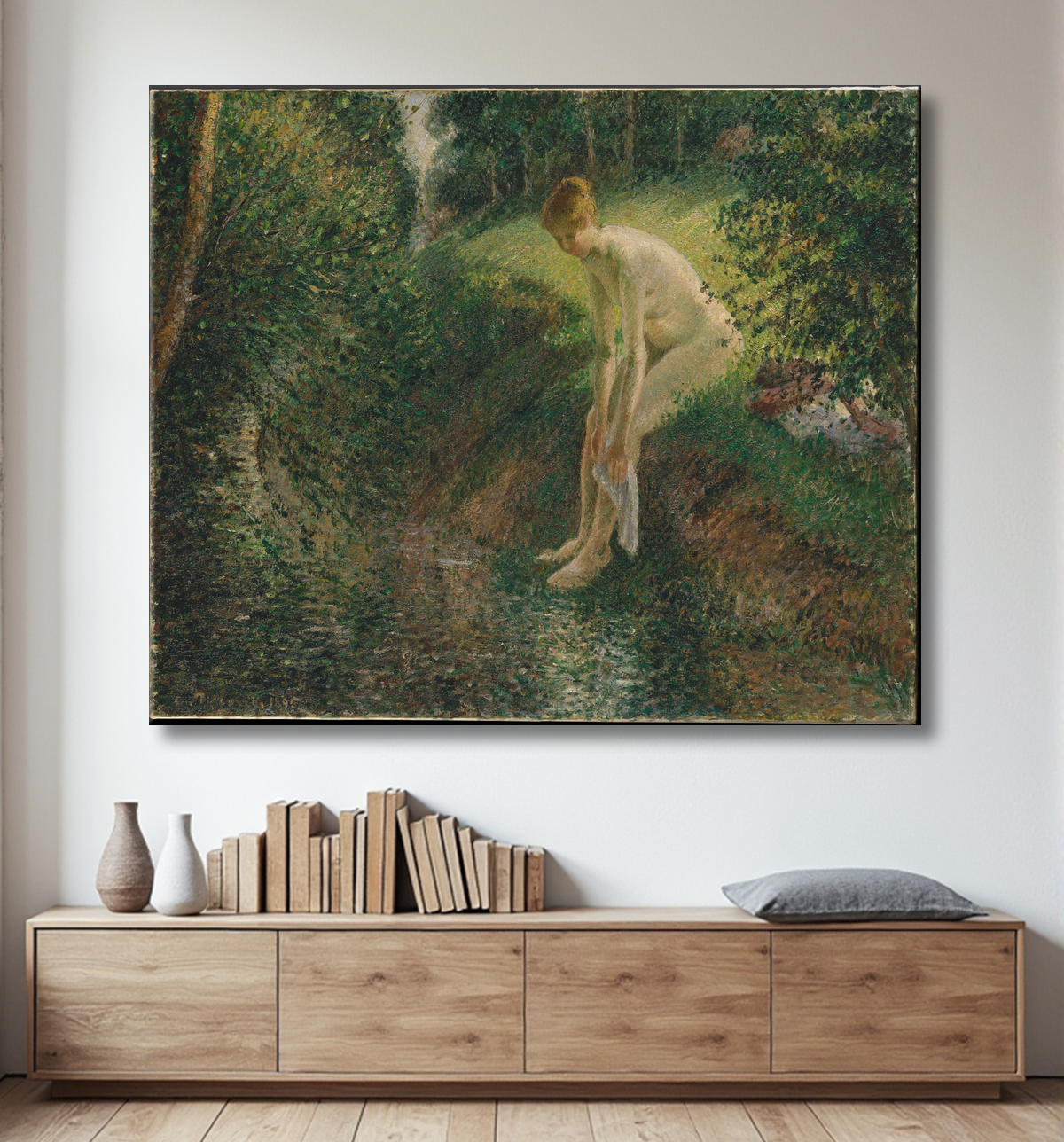 Reproduction Baigneuse dans les bois de Camille Pissarro avec decor